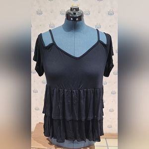 Torrid Knit Top with Cold Shoulder, size 2 in black